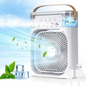 Portable Air Cooler Fan with 7-Color Light – Personal AC Fan (10W)