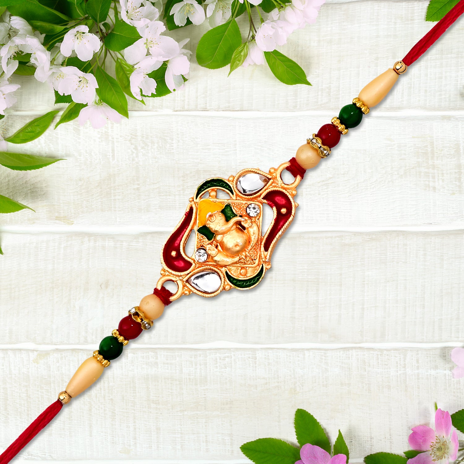 Ganpati Bappa Ki Rakhi – Elegant Traditional Raksha Bandhan Gift - Image 4