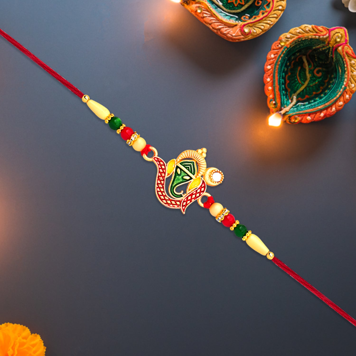 Ganpati Designer Rakhi for Brother on Rakshabandhan - Image 3
