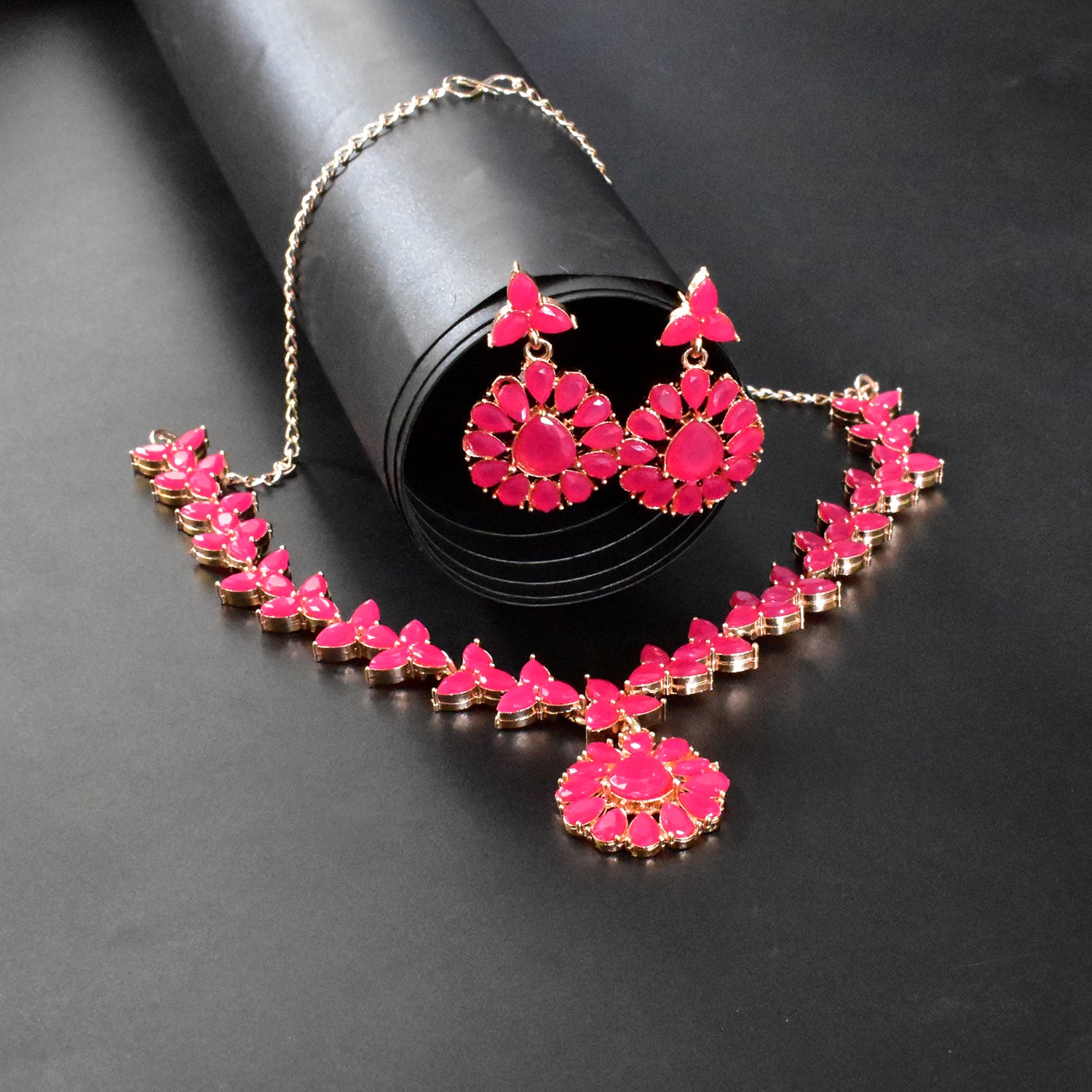 Pink Diamond Necklace Set – Elegant Jewellery for Women | BW - Image 2