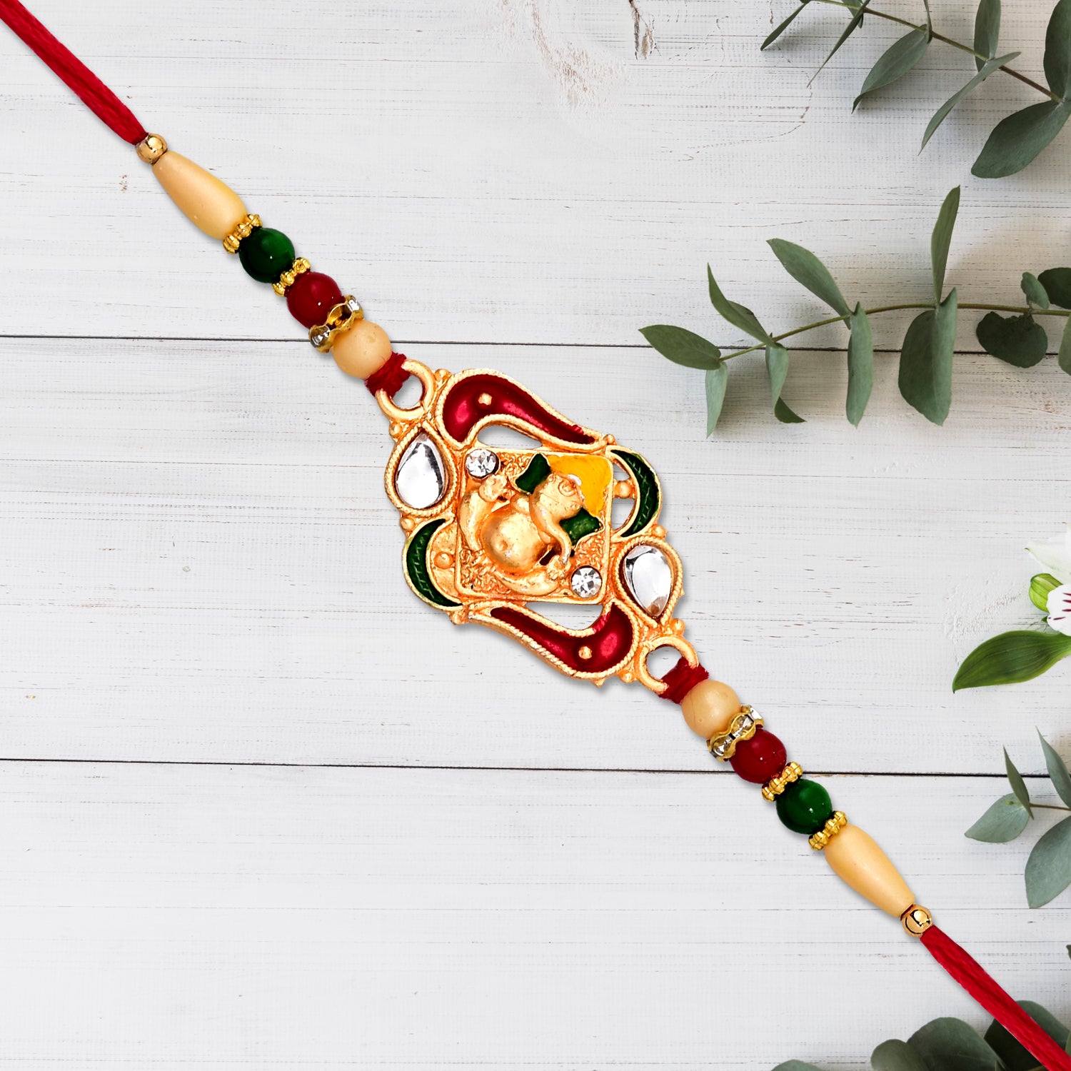 Ganpati Bappa Ki Rakhi – Elegant Traditional Raksha Bandhan Gift - Image 5