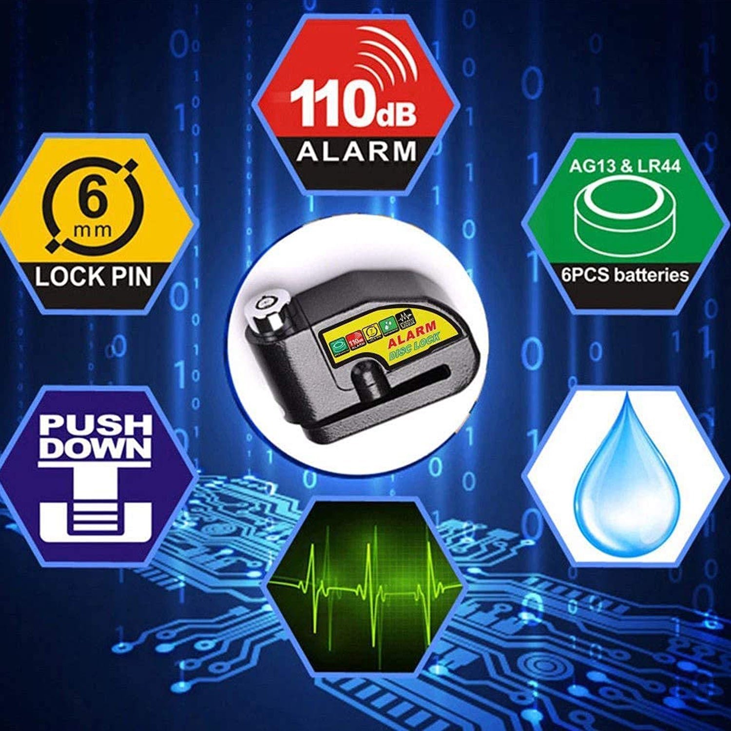 Alarm Disc Lock – Motorbike Anti-Theft with 110dB Siren - Image 2