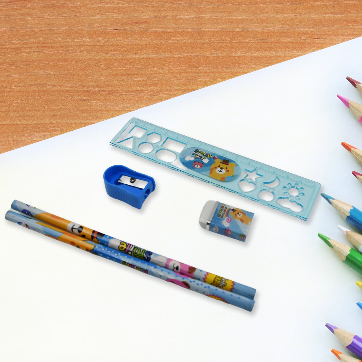 Kids Stationery Kit – 6-Piece Cartoon Set for School | TinyTrendy - Image 3