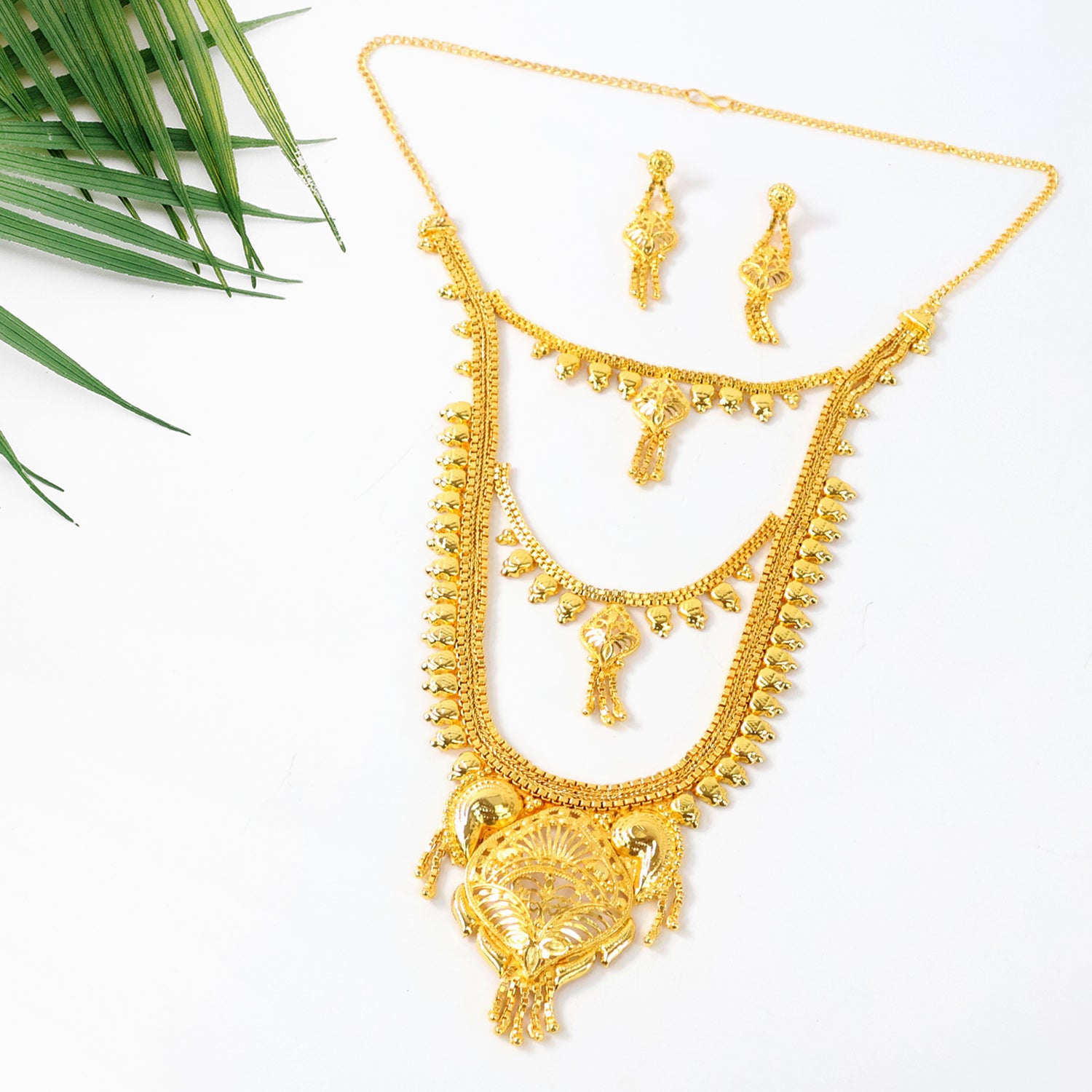 Brass Gold Rani Haar Necklace Set – Elegant Traditional Jewellery - Image 2