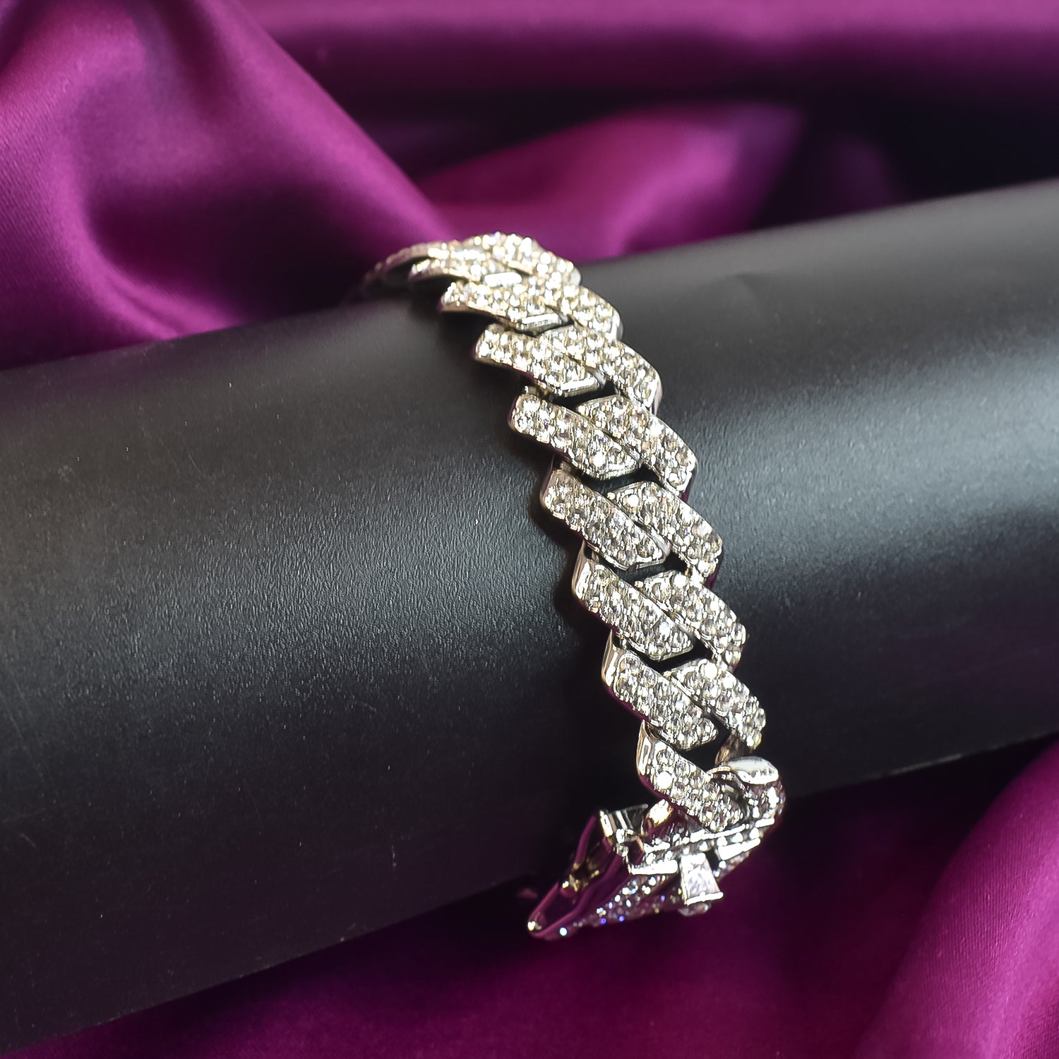 Cuban Link Bracelet – Iced Out Full Cubic Zirconia Bling Chain - Image 2
