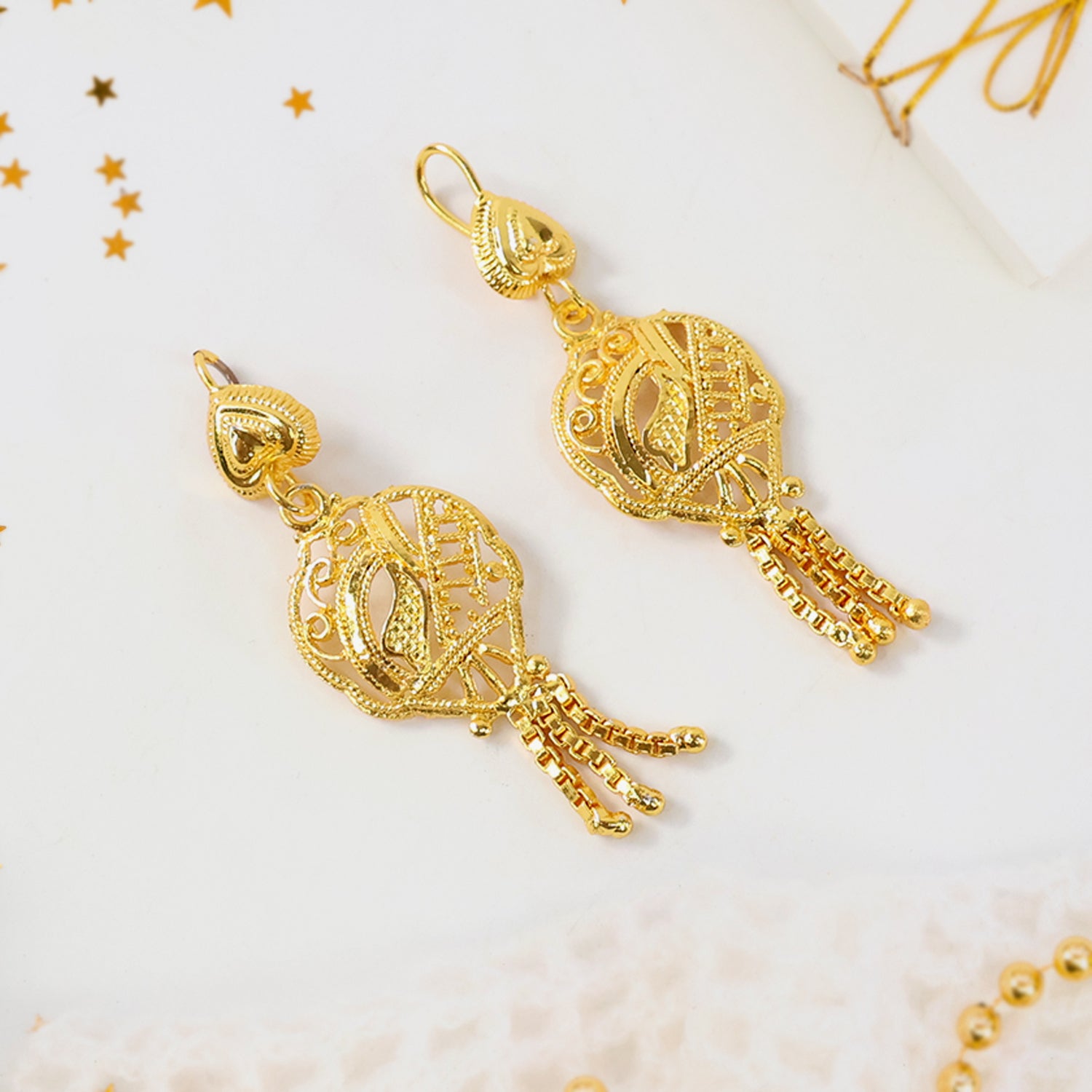 Gold Necklace Set with Earrings – Traditional Lightweight Jewelry - Image 4