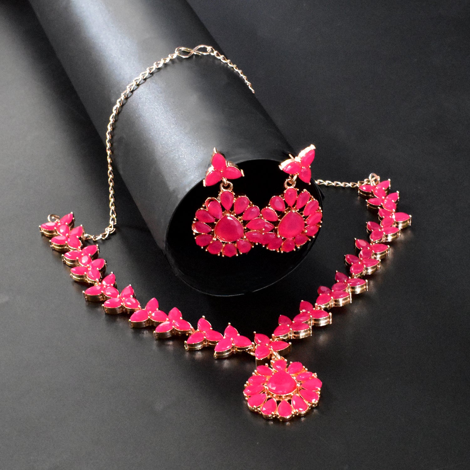 Pink Diamond Necklace Set – Elegant Jewellery for Women | BW - Image 3
