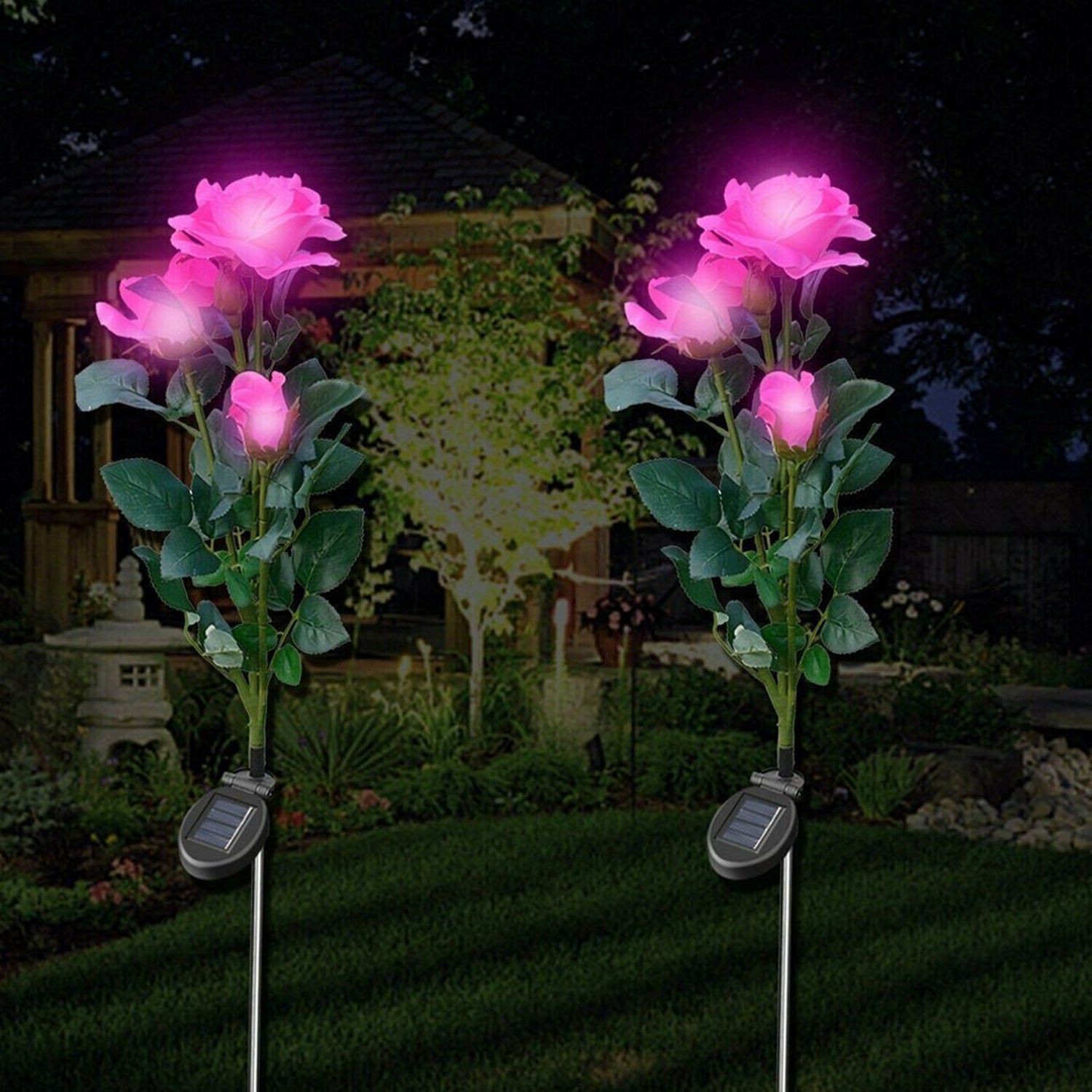 Solar Garden Rose Lights – Waterproof RGB Color Changing | FitFuzion