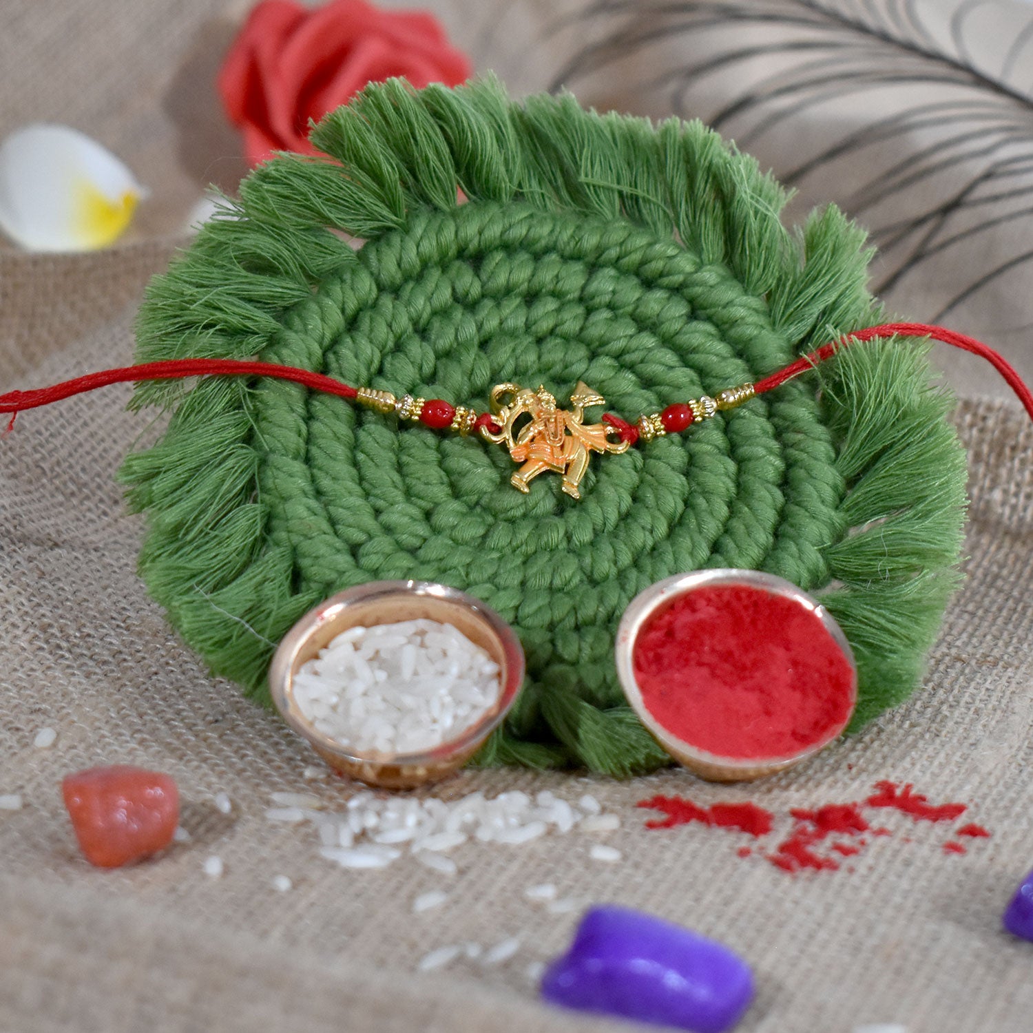 Hanumaan ji Rakhi – Dronagiri Mountain Design for Brother | Periapt Rakhi - Image 6
