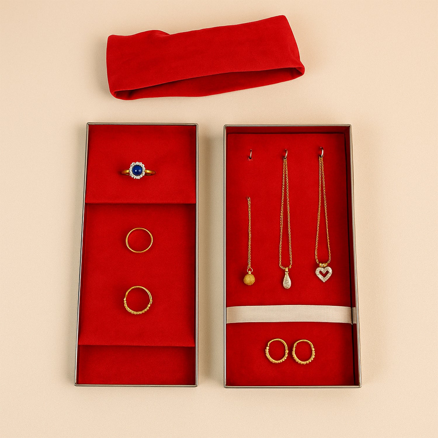 Jewellery Storage Box – Stainless Steel with Velvet & Lock - Image 2