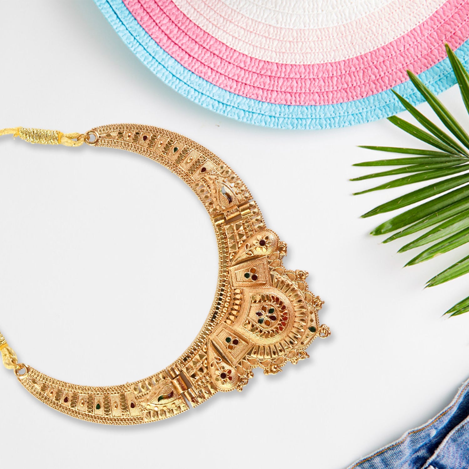 Gold-Plated Necklace Set – Ethnic Indian Jewellery | BW - Image 3