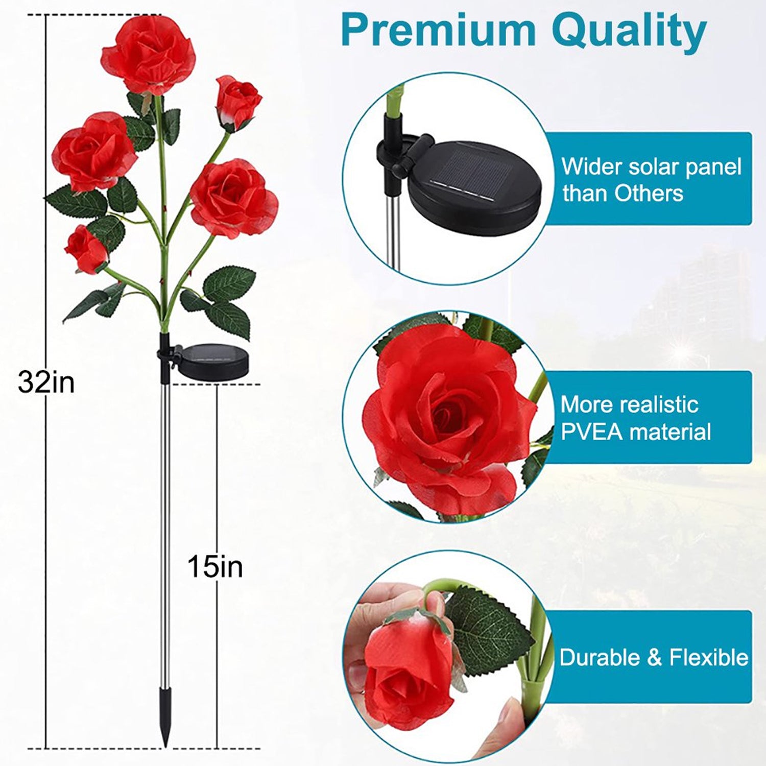 Solar Garden Rose Lights – Waterproof RGB Color Changing | FitFuzion - Image 4