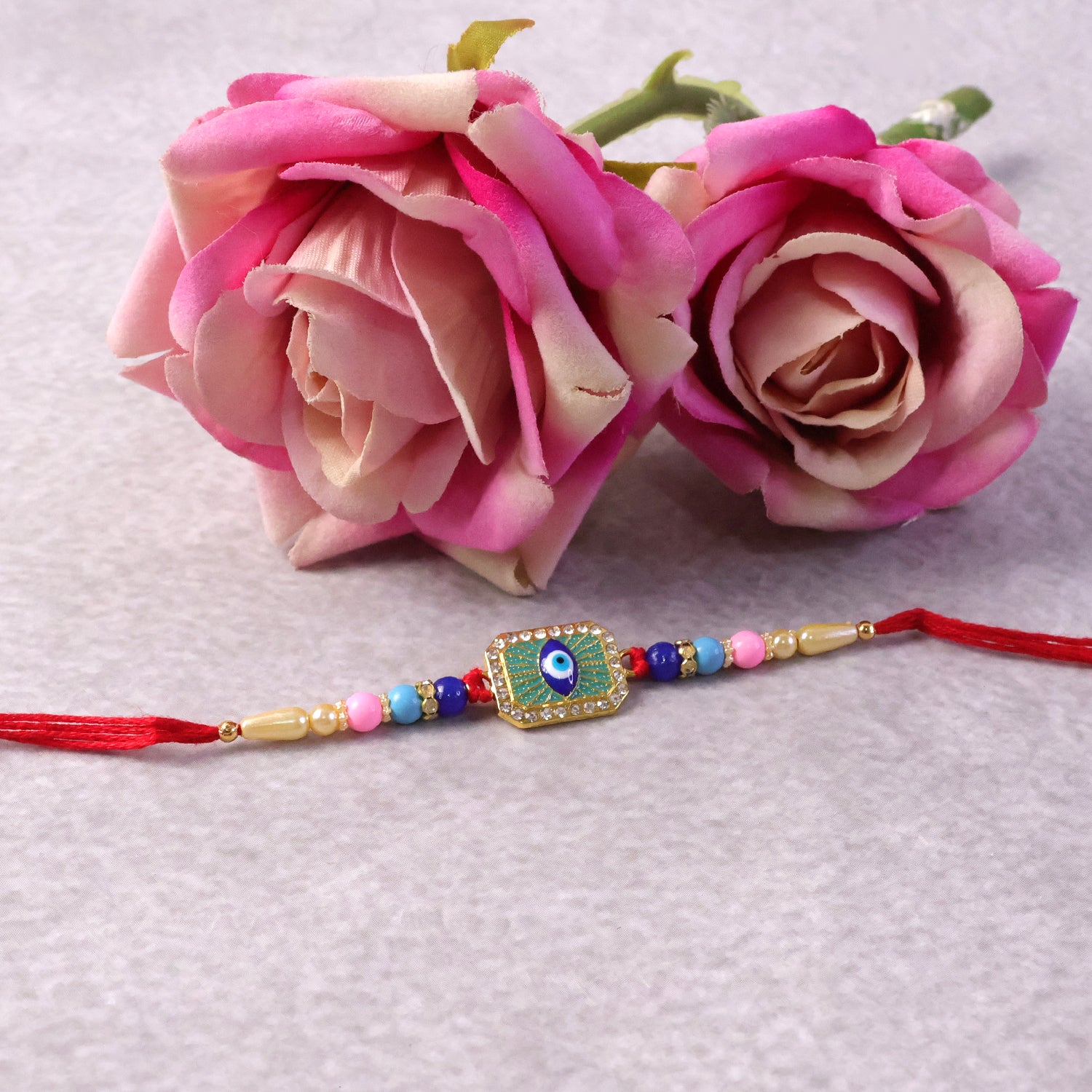 Stylish Evil Eye Mint Green Thread Rakhi for Brother this Rakshabandhan - Image 5