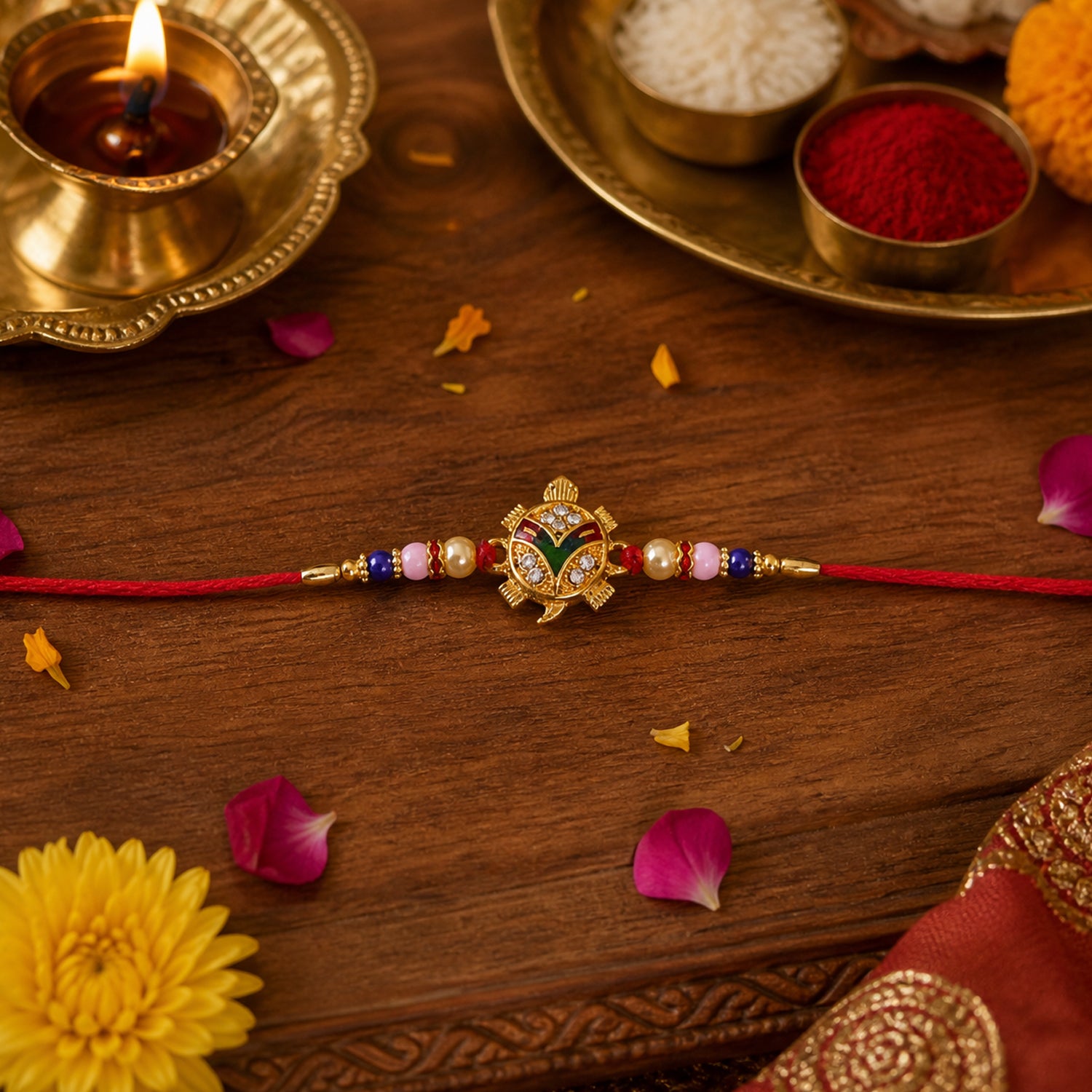 Traditional Tortoise Charm Rakhi for Brother & Sister on Rakshabandhan - Image 5