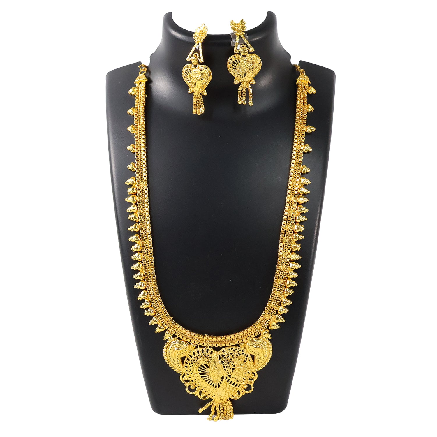 Brass Gold Necklace with Matching Earrings Set – Lightweight Traditional Jewelry - Image 3