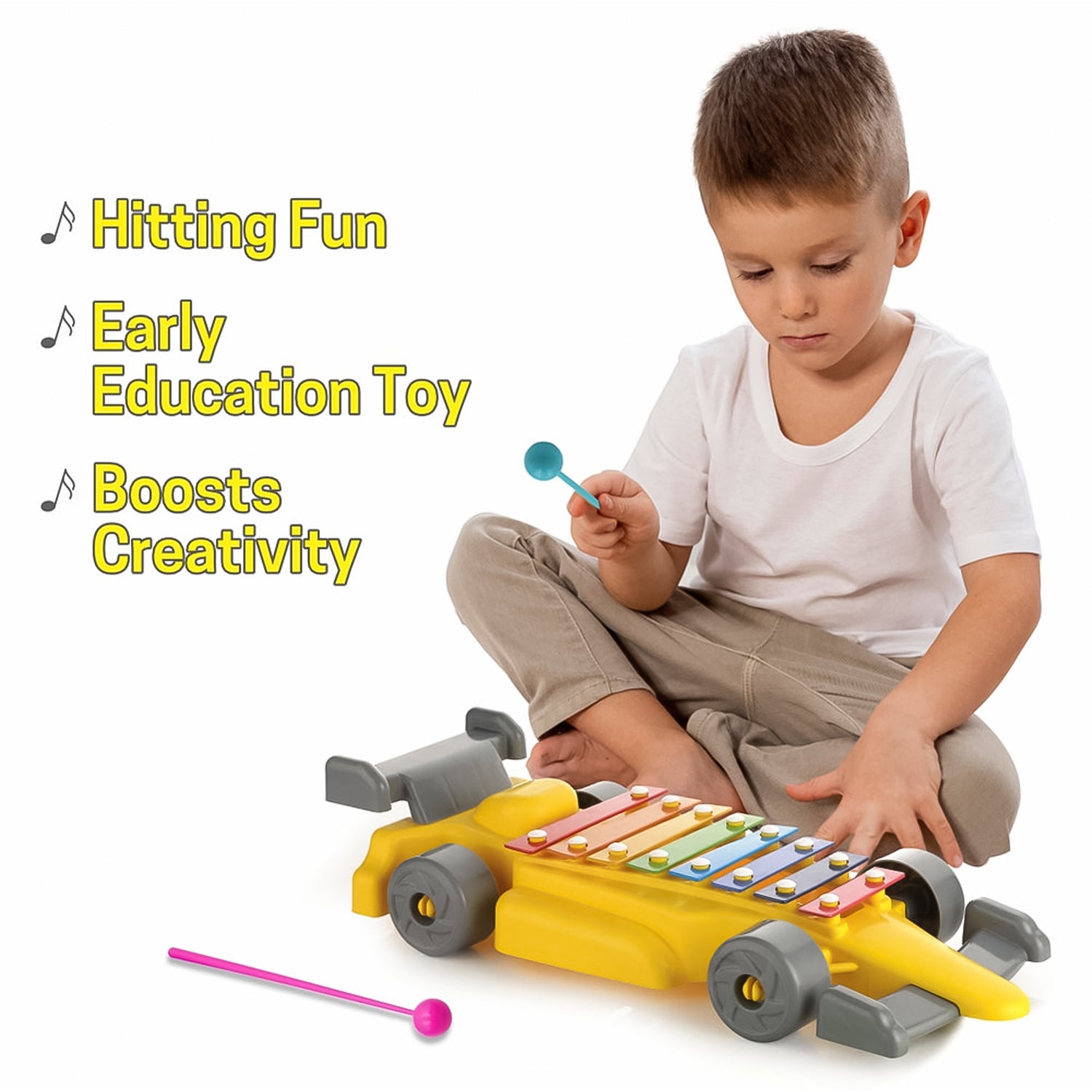 Kids Musical Car Xylophone – 8-Key Plastic Instrument | Aditi - Image 2