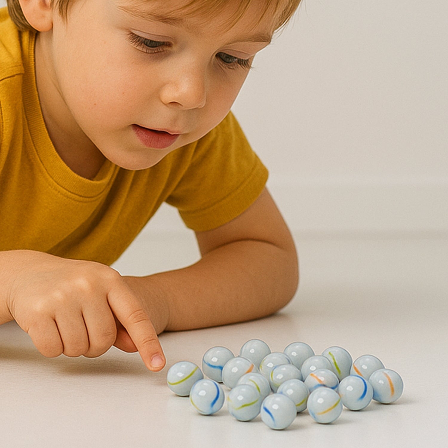Glass Marbles Pack of 30 – Classic White with Colorful Swirls - Image 2