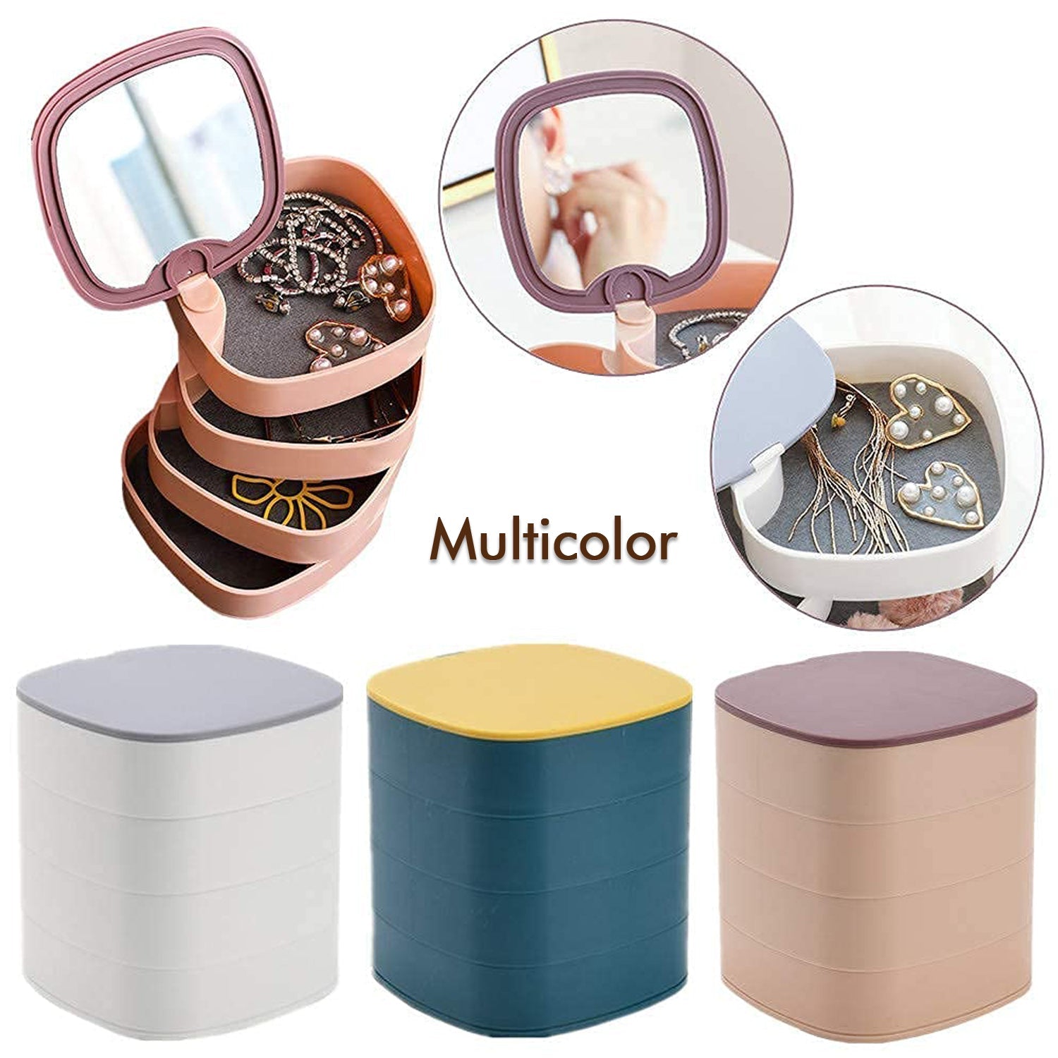 Rotating Jewellery Box – 4-Layer Multicolour Organizer | Deodap - Image 2