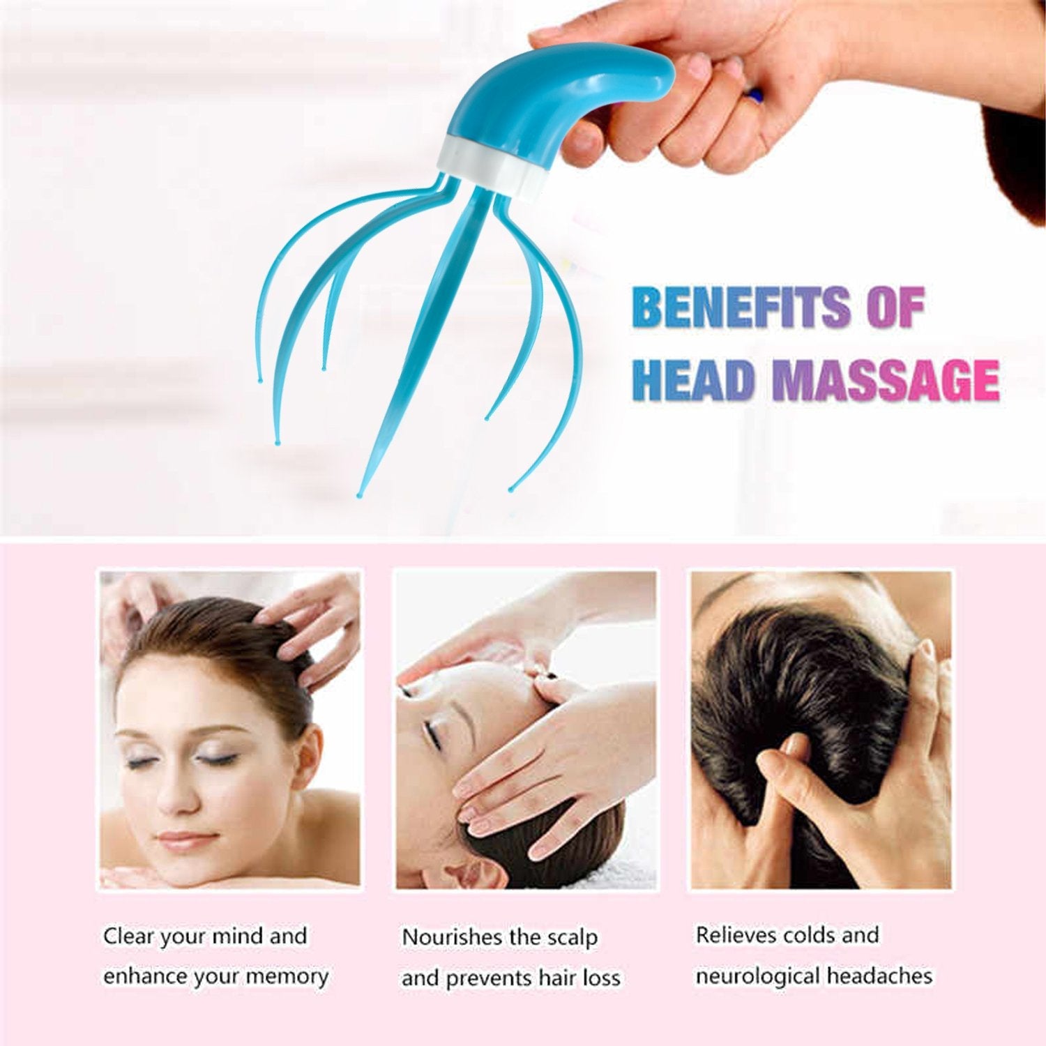Scalp Massager – 9-Claw Stress Relief Hand Grip | XcelCraft - Image 3