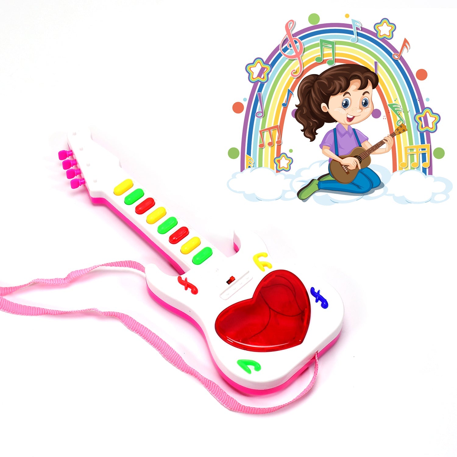 Kids Mini Guitar Toy – Battery Operated & Light-Up | Colorful Creations - Image 3