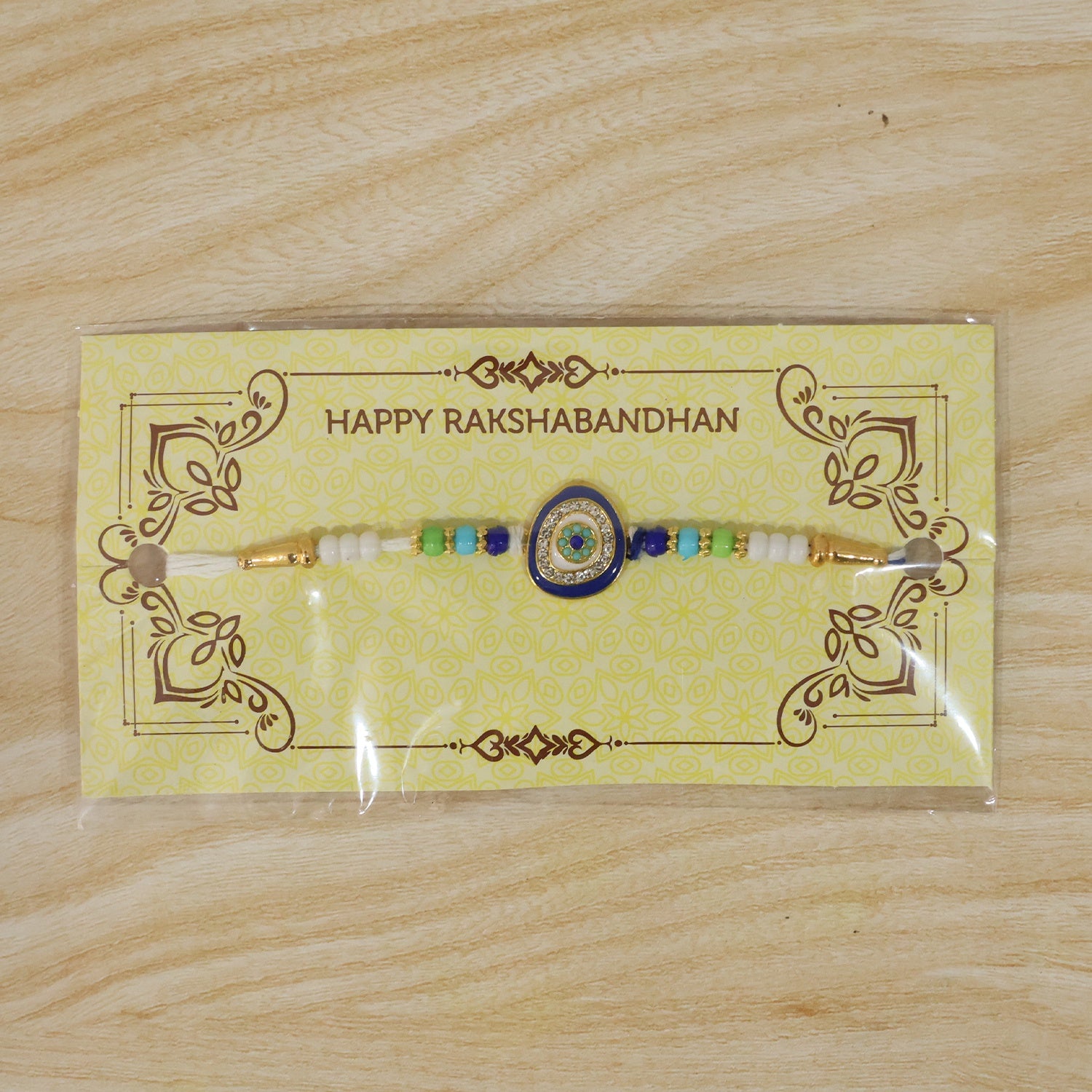 Evil Eye Round Kundan Diamond Rakhi – Traditional Raksha Bandhan Gift - Image 7
