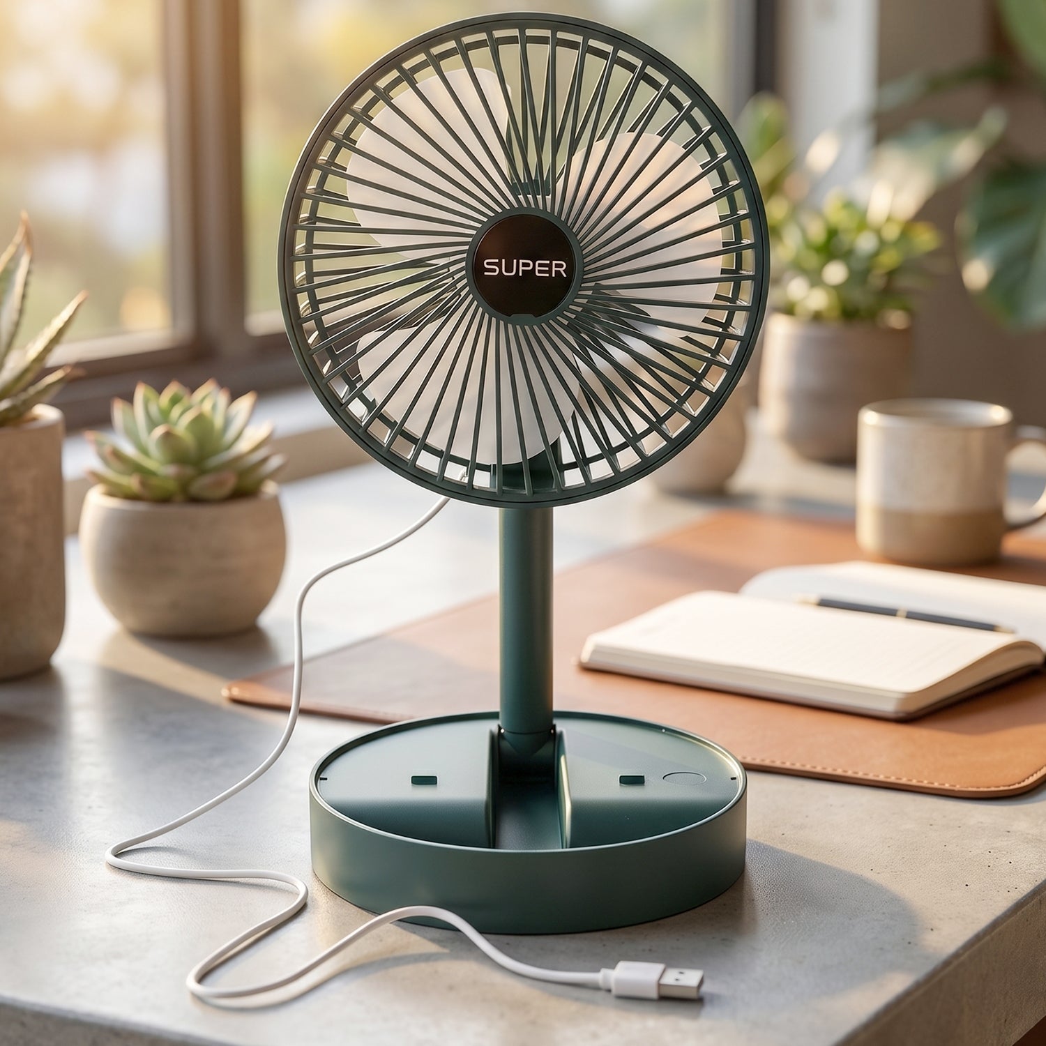 USB Table Fan with Adjustable Stand – Portable Desk Cooling Fan - Image 4