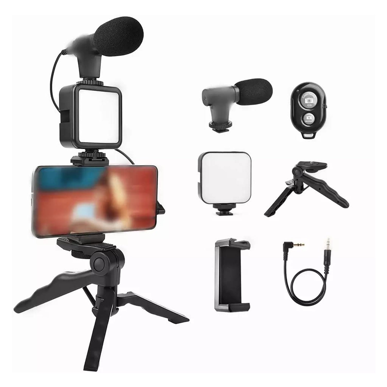 Vlogging Kit – Mini Tripod, Mic & LED Light for Video Making | Mobiléon - Image 3