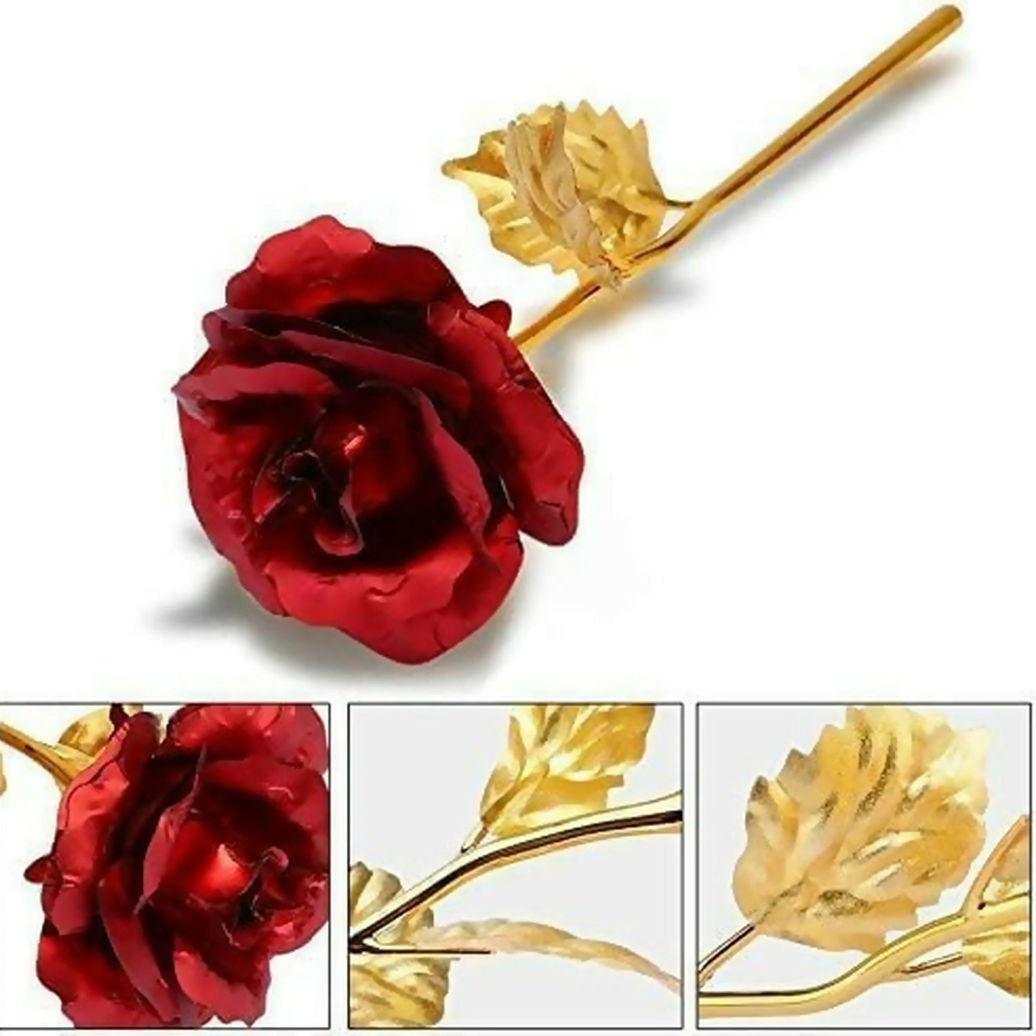 Luxury 24K Gold Plated Red Rose Gift with Purple Box - Image 2