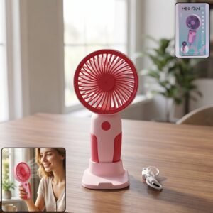 Mini Handheld Rechargeable USB Fan with Stand - Portable Desk Fan