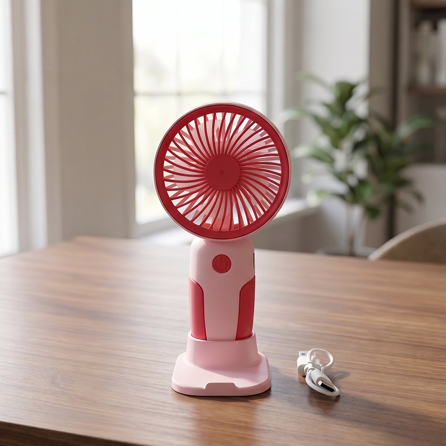 Mini Handheld Rechargeable USB Fan with Stand - Portable Desk Fan - Image 3