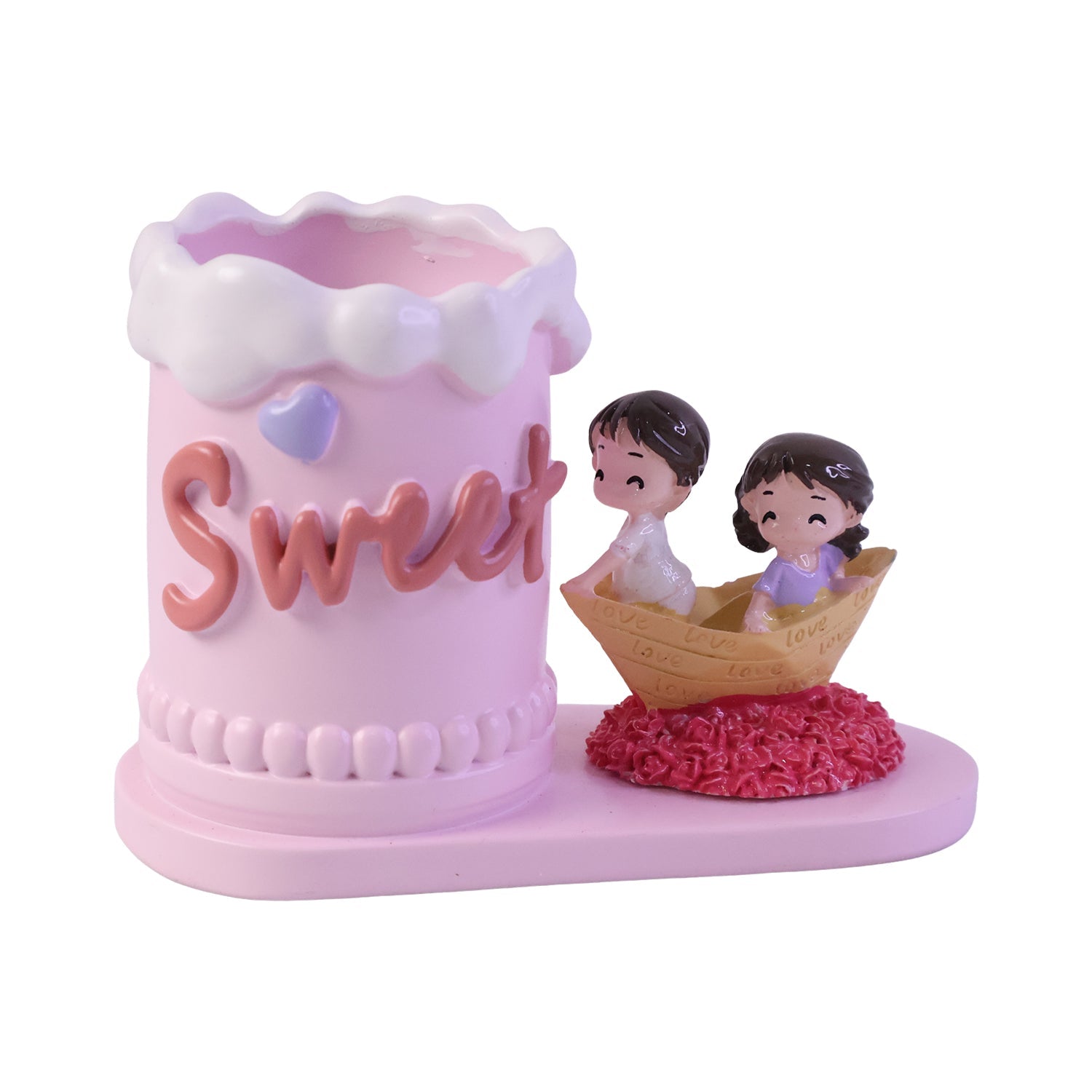 Romantic Love Couple Pen Holder Stand Resin Desk Organizer Pencil Cup - Image 4