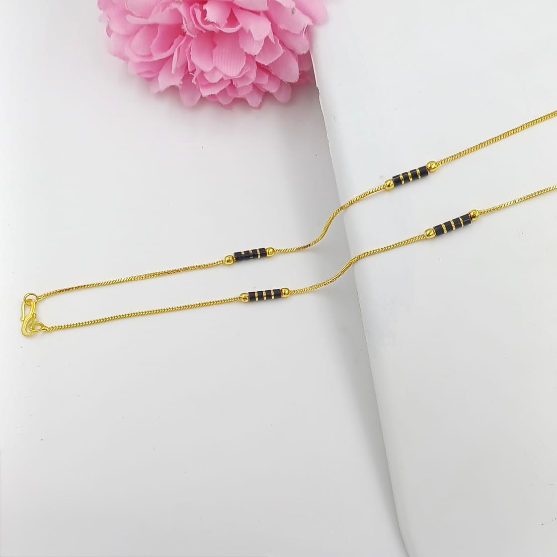 Mangalsutra Bracelet – Gold Plated Black Beads | BBJ Jewellery