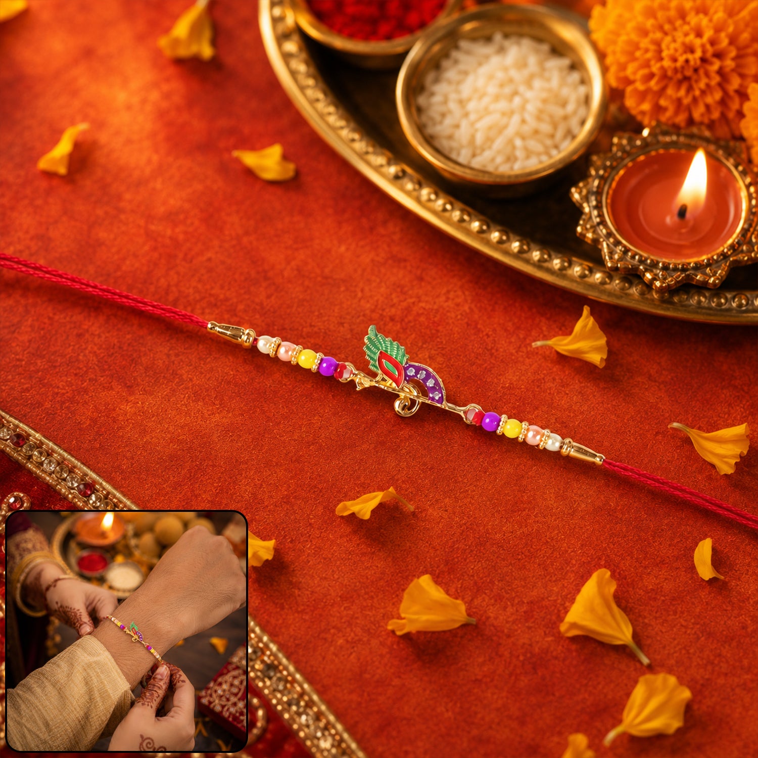 Stylish Bird Design Traditional Rakhi for Brother this Rakshabandhan - Image 2