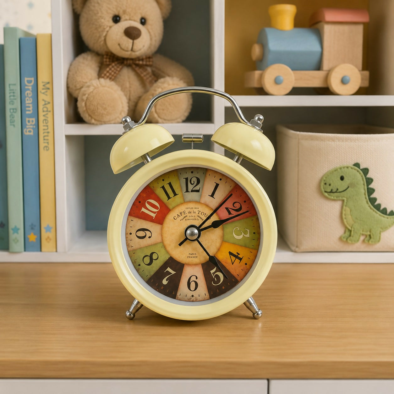 Vintage Twin Bell Analog Alarm Clock - Compact & Colorful