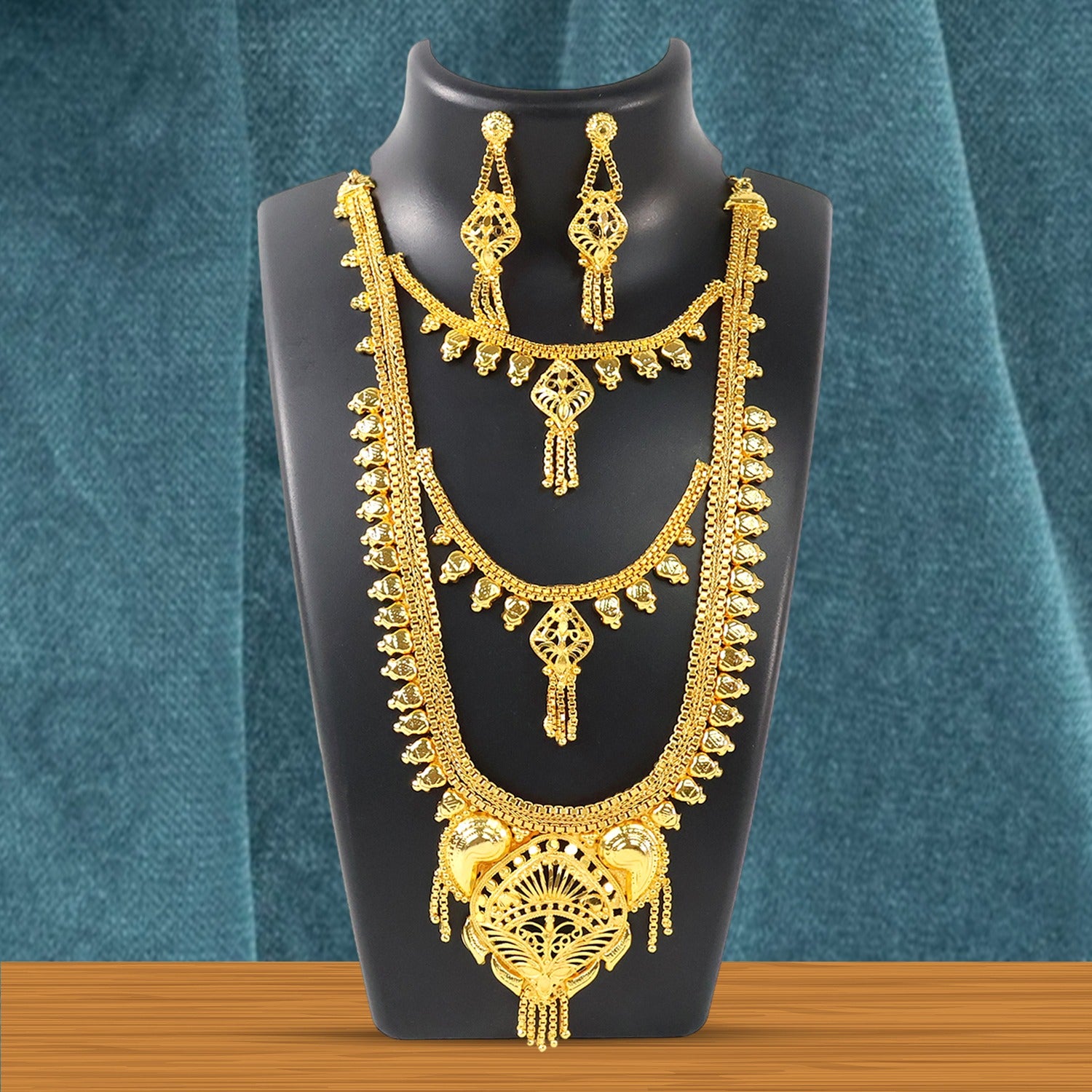 Brass Gold Rani Haar Necklace Set – Elegant Traditional Jewellery