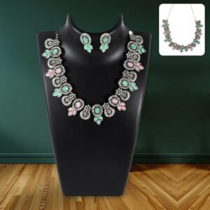 Pink & Green Necklace Set – Exquisite Design for Women | BW