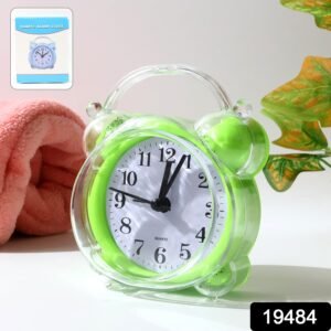 Classic Quartz Analog Alarm Clock with Green Transparent Frame