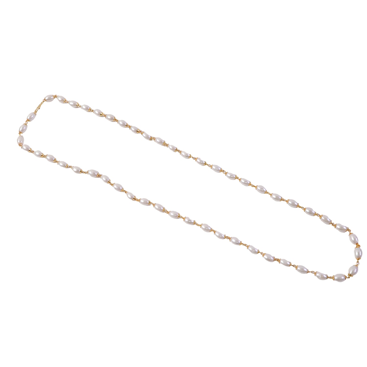 Pearl Beaded Necklace – Elegant Lightweight Gold-Tone Link Detail - Image 4