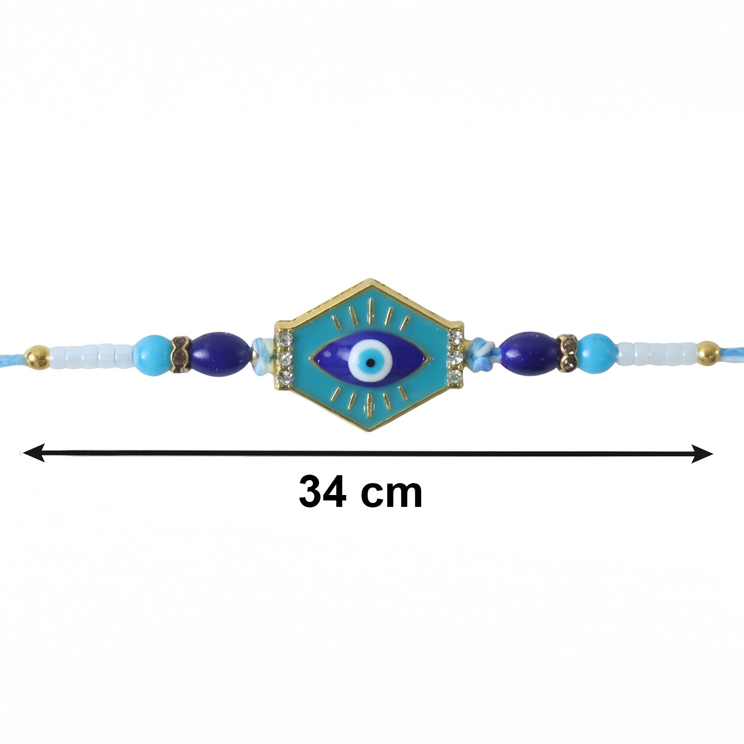 Turquoise Evil Eye Hexagon Rakhi for Rakshabandhan Celebration for Bhai - Image 6