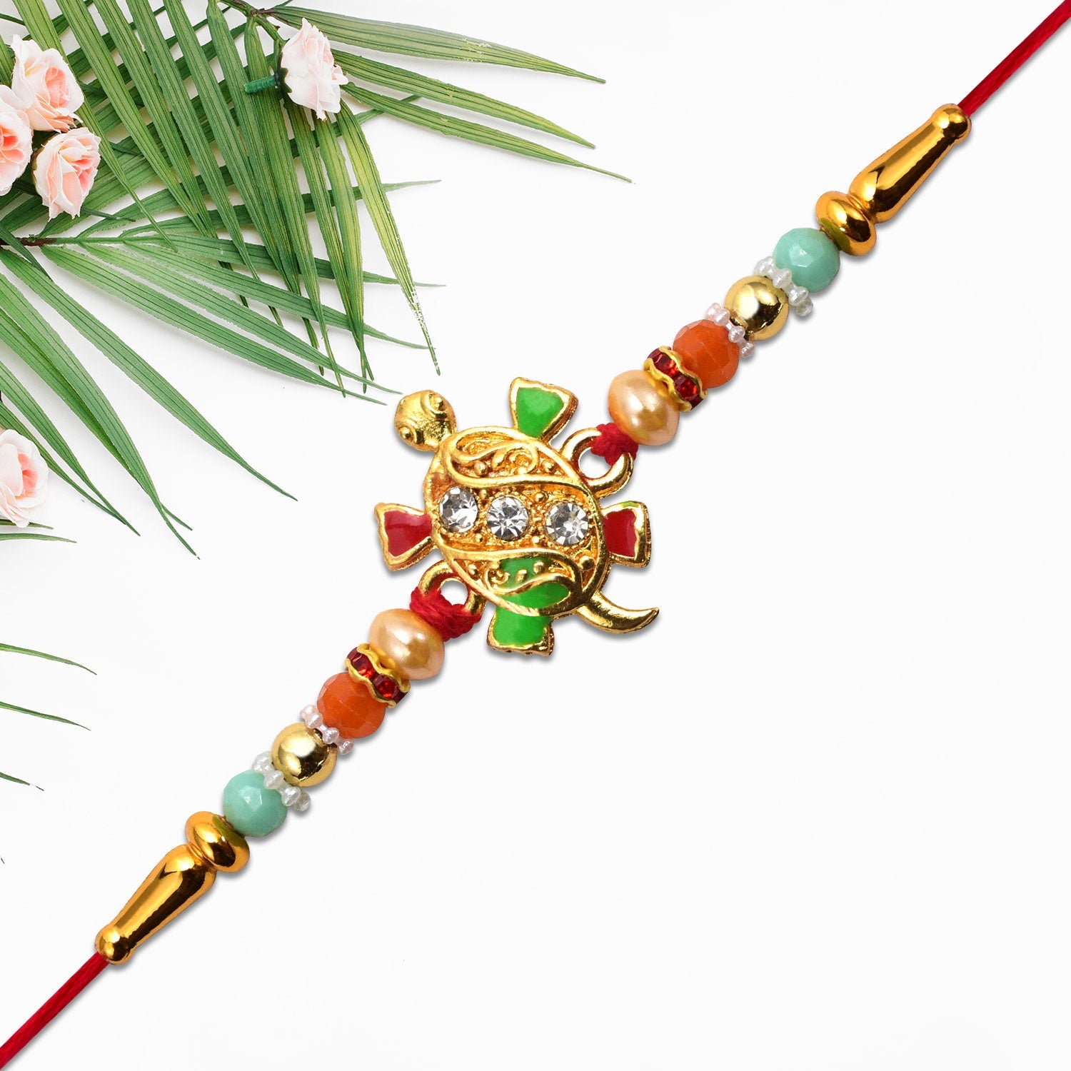 Tortoise Design Rakhi with Stones & Colorful Beads - Stylish & Comfortable - Image 4
