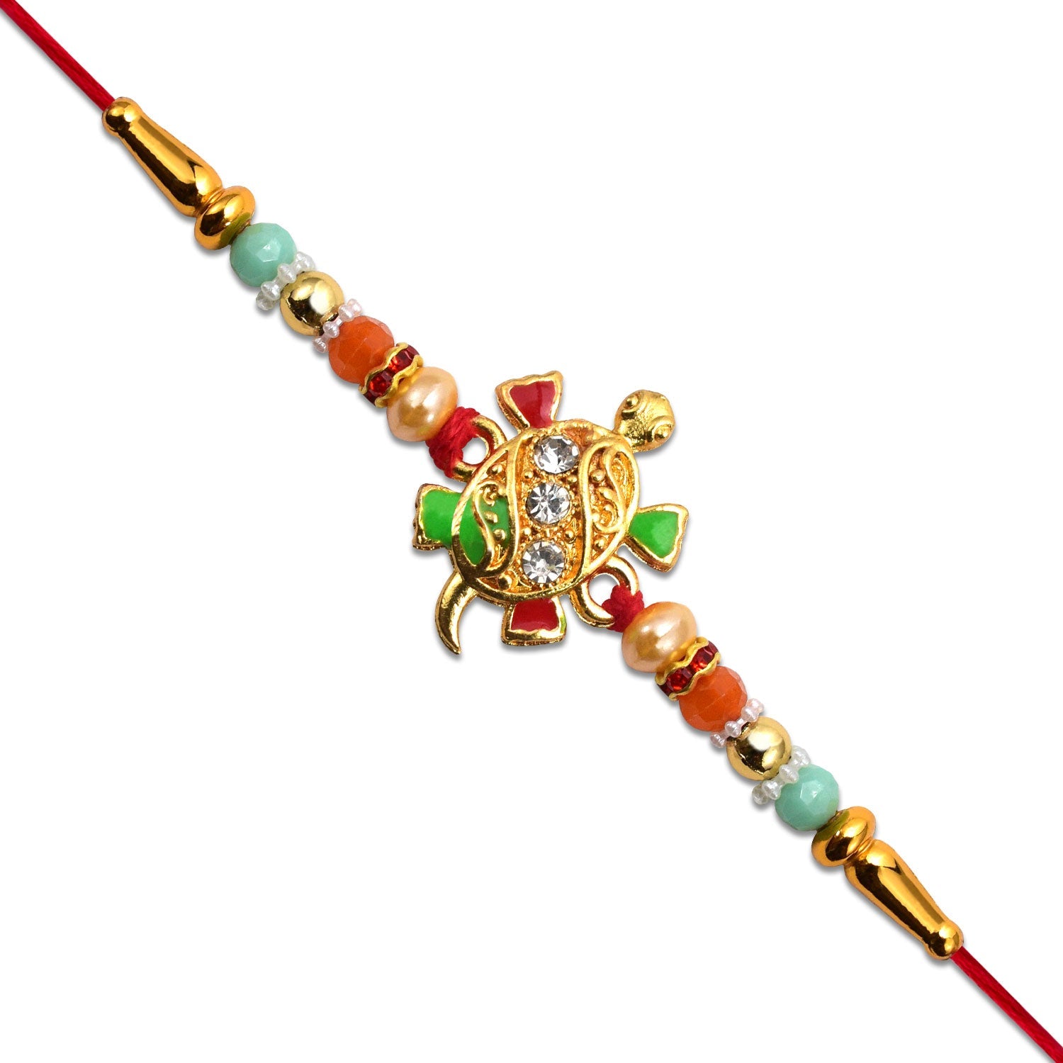 Tortoise Design Rakhi with Stones & Colorful Beads - Stylish & Comfortable - Image 5