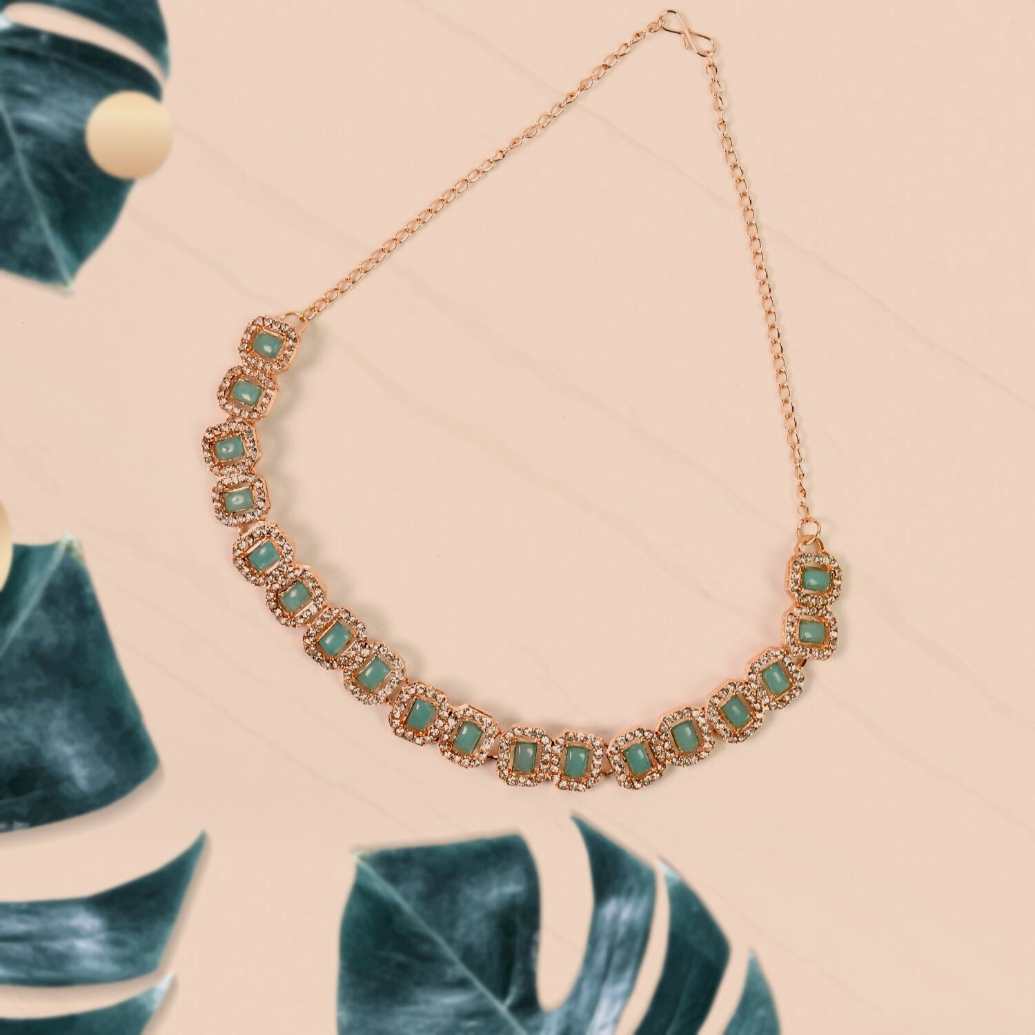 Diamond Necklace – White & Sky Blue Elegance | BW - Image 4