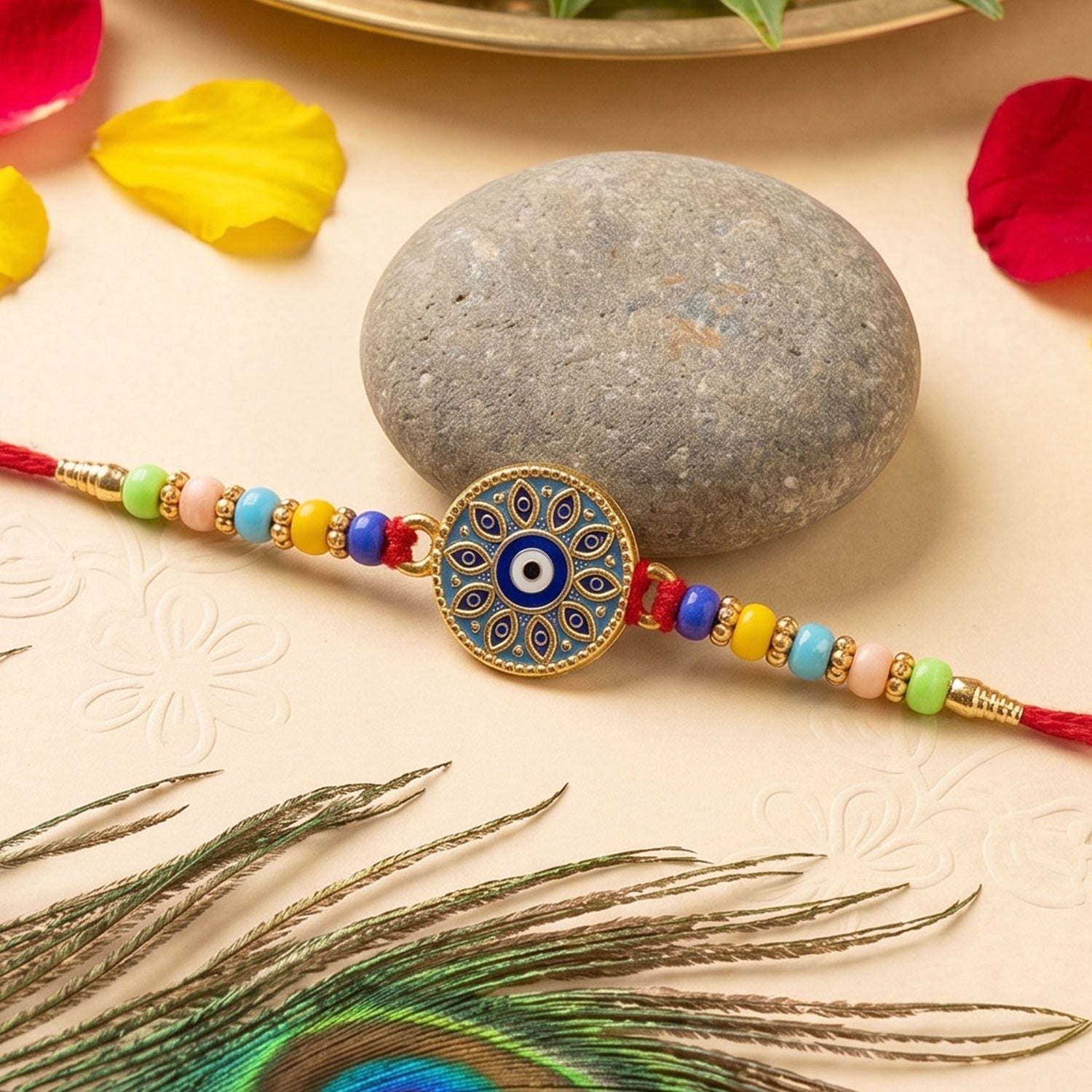 Evil Eye Mandala Round Rakhi for Bhai – Happy Rakshabandhan - Image 3