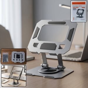 Foldable Metal Phone & Tablet Stand - Adjustable Desktop Holder