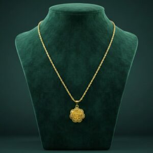 Gold Finish Floral Pendant Necklace – Elegant Traditional Design