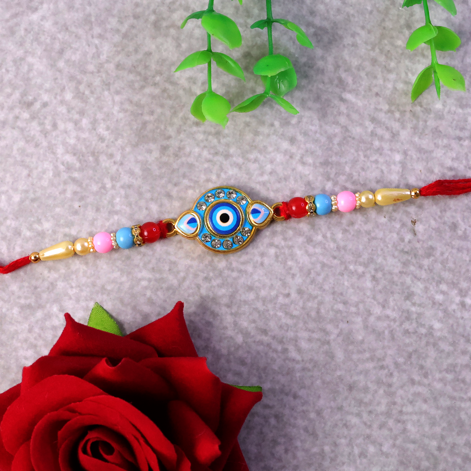 Evil Eye Decorative Beads Rakhi for Rakshabandhan – Bhai Special - Image 5
