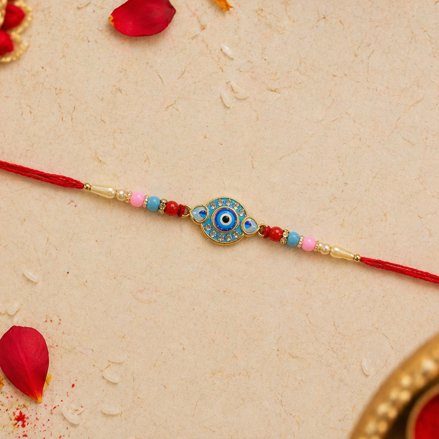 Evil Eye Decorative Beads Rakhi for Rakshabandhan – Bhai Special - Image 3