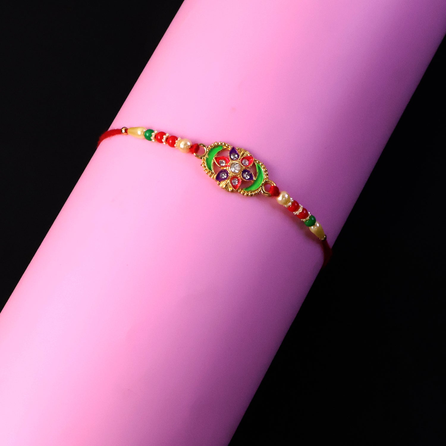 Premium Multicolor Stone Studded Rakhi for Bhai – Happy Rakshabandhan - Image 5