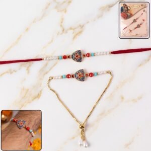 Triangle Shape Pearl Beads Rakhi for Brother – Rakshabandhan Special