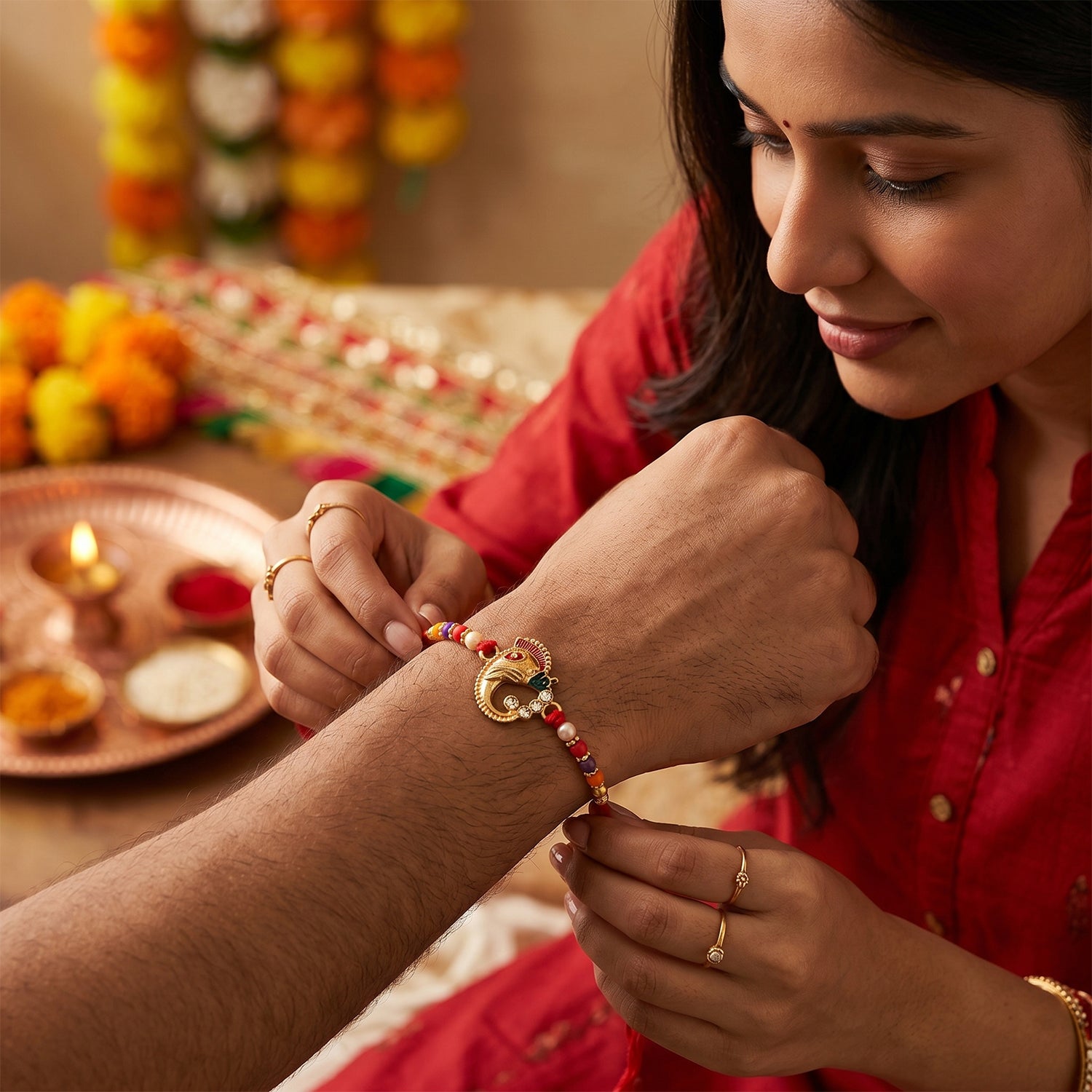 Rakshabandhan Elegant Traditional Threadwork Rakhi for Brother and Bhai - Image 4